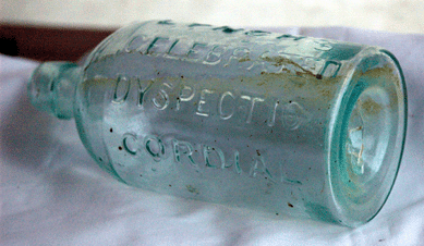 Raymond Lins, owner of Timeless Woodshop, Stewartstown, Penn, said he was poking around in a box lot at auction and came up with this rare example from the 1840s‱860s. He bought the bottle, which has a fun misspelling of "dyspeptic,†for $4 and recently got an appraisal value of $10,000. ⁃entral Park