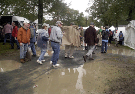 The puddles were wide in the aisles at Hertan's on Wednesday.