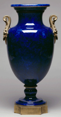 In 1898, celebrating successful construction of a transatlantic cable between France and the United States, French President Felix Faure sent President William McKinley a pair of huge cobalt porcelain and gilded metal vases. Made at the famous National Porcelain Manufactory in Sevres, this elegant object has since graced the Blue Room and the East Room of the White House. Gift of the French Republic, 1898.