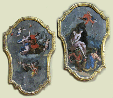 One of several reverse paintings on glass across the block was a pair of Eighteenth Century Italian rococo examples that sold for $21,060.