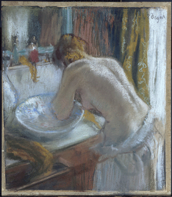 Edgar Degas (French, 1834‱917), "La Toilette,†1884‸6, pastel over monotype laid down on board; private collection, courtesy, Museum of Fine Arts, Boston.