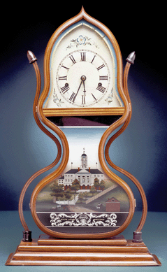 A tribute to American craftsmanship is this acorn clock made by the Forestville Manufacturing Company, circa 1849.