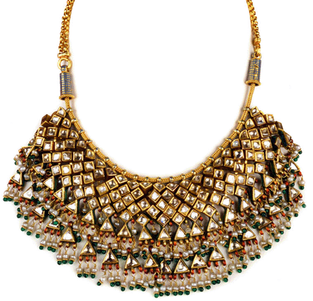 A Fred Leighton gold and diamond Indian Mughal-style necklace made $14,500.