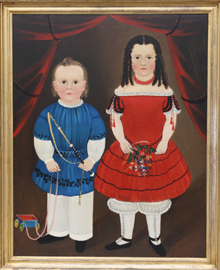 A folk art portrait attributed to William Matthew Prior, an example that descended in the family of the original owners, sold for $172,500.