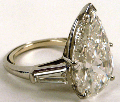 This 8.25-carat pear-shaped diamond ring sold for almost $65,000. 