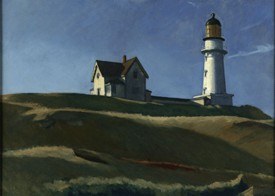 Edward Hopper (American, 1882‱967), "Lighthouse Hill," 1927, oil on canvas, 29 1/16 by 40¼ inches. Dallas Museum of Art. Gift of Mr and Mrs Maurice Purnell. ©Heirs of Josephine N. Hopper, licenses by the Whitney Museum of American Art