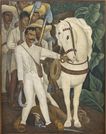 Diego Rivera, "Agrarian Leader Zapata,†1931, fresco on reinforced cement in a galvanized steel framework, 93¾ by 74 inches, The Museum of Modern Art, New York. Abby Aldrich Rockefeller Fund. ©2011 Banco de México Diego Rivera & Frida Kahlo Museums Trust, México, D.F./Artists Rights Society (ARS), New York.