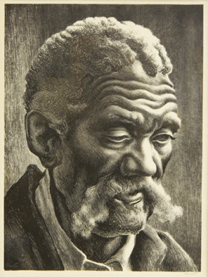 An original Thomas Hart Benton signed lithograph, "Aaron,†13½ by 10¼ inches, retained its label on the back and sold at $1,035.  