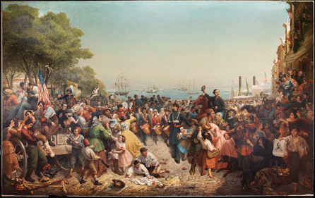 "Return of the 69th (Irish) Regiment, N.Y.S.M. from the Seat of War, 1862,†an oil on canvas by Louis Lang (1814‱893), is on view in the "Making American Taste†exhibition. New-York Historical Society, gift of Louis Lang, 1886. Photo (during treatment) courtesy Williamstown Art Conservation Center, 2010.
