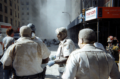 From the "Here is New York†collection comes Ken C. Hamilton's photograph "Dust Covered Transit Police,†2001. New-York Historical Society, gift of Here is New York.