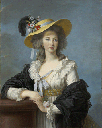 Elizabeth-Louise Vigée Le Brun (French, 1755-1842), "The Duchesse de Poignac Wearing a Straw Hat,†1782, oil on canvas, 35¾ by 27¾ inches. The Ella Gallup Sumner and Mary Catlin Sumner Collection Fund. Acquired in honor of Kate M. Sellers, eighth director of the Wadsworth Atheneum, 2000′003. Wadsworth Atheneum Museum of Art, Hartford.