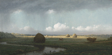 Martin Johnson Heade's "Sudden Shower, Newbury Marshes,†circa 1865‷5, given to the Yale University Art Gallery in memory of H. John Heinz III, was a partial gift by his college roommate, Theodore E. Stebbins Jr, and a partial purchase. Courtesy Yale University Art Gallery.