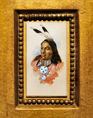 Alexander Gallery's great range encompassed a collection of watercolor on board portraits of American Indian chiefs,painted  circa 1883 for Allen & Ginter, which distributed reproductions of the paintings in tobacco packages. 