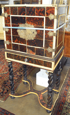 A Portuguese Colonial period tortoise and ivory chest on stand more than tripled estimates, selling at $38,400.