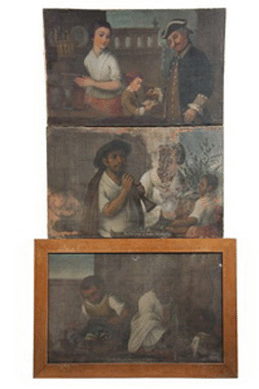 Discovered in a local attic, the three Mexican paintings attributed to Miguel Cabrera sold for a surprising $37,375.