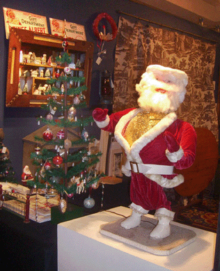 Mad River Antiques of North Granby, Conn., offered this mechanical Santa Claus from a department store front window in the 1950s, probably Hartford, Conn. 