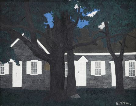 Horace Pippin (1888‱946), "Birmingham Meeting House III,†1941, oil on fabric board, 16 by 20 inches. Collection of Brandywine River Museum, Museum Volunteers' Art Purchase Funds and other funds, 2011.