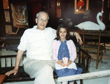 Amy's daughter, Elizabeth Braemer, with Morris Finkel at an antiques show circa 1992.