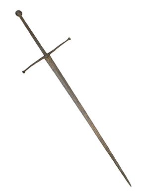 A rare early Sixteenth Century two-hand sword, probably from Lowland Scotland or England, fetched $28,500.