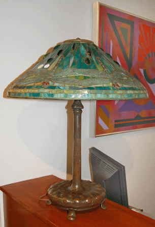 A Tiffany Studios Dragonfly table lamp sold for $74,063. 
