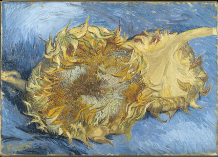 Vincent Willem van Gogh (Dutch, 1853‱890), "Sunflowers,†1887, oil on canvas, 17 by 24 inches, Framed: 26¼ by 33½ by 2½ inches. The Metropolitan Museum of Art, Rogers Fund, 1949.