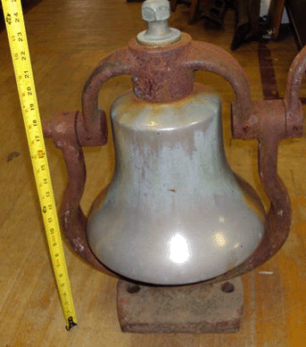 Bronze train bell, 13-inch diameter.