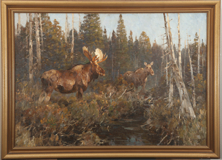 Topping sporting art sales on January 16 was "In The Cedar Swamp†by Carl Rungius. It garnered $241,500 ($150/$250,000). The oil on canvas painting relates closely to "During The Rut,†part of the collection of the National Museum of Wildlife Art in Jackson Hole, Wyo. Copley Fine Art Auctions.
