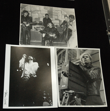 Pop history in the form of photos (clockwise from top) of The Beatles at Liverpool, England's Cavern Club, Andy Warhol with camera, 1973, and The Doors' Jim Morrison in concert at the Felt Forum, 1970, could be had at Caren Archive, Inc, Lincolndale, N.Y.