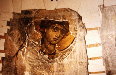 Optimism, determination, money and Dominique de Menil's belief in the spirituality of art drove the restoration of the murals. Here, a fragment prior to restoration, in the condition it was originally viewed. ⁌aurence Morrocco photo