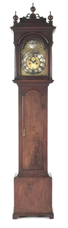 The top lot of the sale was this important Philadelphia Queen Anne brass face tall clock by Edward Duffield, one of the earliest and well-known makers that attained $118,500.