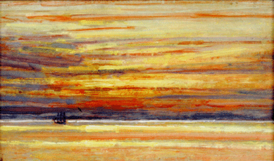 Two works by Childe Hassam highlighted the fine arts category. One was this 4¾-by-8-inch oil on wood panel Isle of Shoals study of a sunset from 1904. It achieved $74,400 ($25/45,000). A beautiful pastel and charcoal over pencil on paper board by Hassam, "Smelt Fishers, Cos Cob, 1902,†garnered $34,720 ($30/50,000).