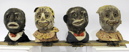Dan Morphy, Denver, Penn., offered this rare set of "knock-me-down†carnival figures, circa 1890, that were marked $38,500.