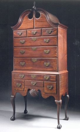"It's raining Newport,†Essex, Mass., dealer Clark Pearce wrote his clients before Americana Week. With all the Townsend-Goddard furniture for sale at both major houses, nothing stirred more excitement than this previously undocumented mahogany high chest of drawers with four open talon claw and ball feet and a fully developed carved shell. It is dated 1756 and signed by Newport cabinetmaker John Townsend, who was 23 at the time. Lieutenant Colonel Oliver and Mary Arnold of East Greenwich, R.I., commissioned the piece that descended in their family for 255 years. Responding to an email and a snapshot, Sotheby's experts Leslie Keno and Erik Gronning first inspected the high chest last summer. Underbid by Leigh Keno, the case piece sold in the room to dealer G.W. Samaha on behalf of a collector for $3,554,500, an auction record for an American high chest of drawers. "In design and construction, it is a masterpiece beyond compare with its original finish, finial and brasses,†said Leslie Keno. Gronning's research on the early furniture of John Townsend, including this high chest, is slated to appear in the Chipstone's 2012 American Furniture journal.
