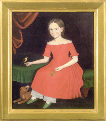 "It was in completely different condition when we sold it. It was laid down on Masonite and had substantial in-painting and paint loss,†Russ Carlsen of Carlsen Gallery in Greenville, N.Y., told Antiques and The Arts Weekly. Carlsen Gallery cataloged this portrait as American School, selling it in the rough for $71,300, including premium, in November 2010. Sotheby's, which attributed the painting to Ammi Phillips, confirmed that the work was restored and relined: "The focus of the restoration, apart from the work in the neck and shoulders, is from right to left across the bottom, beginning in the dog and running to the right through the feet and pantaloons, and through the background beneath the figure to the lower right corner.†Restored, the painting fetched $806,500. "Our buyer rolled the dice and it paid off,†noted Carlsen.