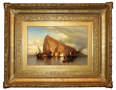 As it will appear in its restored original frame: Samuel Colman (1832-1920) "Clearing Storm at Gibraltar,†circa 1860, oil on canvas, 11 by 17 inches. Smithsonian American Art Museum, gift of Diane Leroy Spurr, 2011.