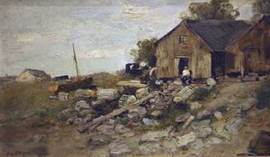 Charles Paul Gruppé (1860‱940), untitled landscape, oil on board. Gift of Mary Fay Somers, 1989, on loan from the collection of Cape Anne Museum, Gloucester, Mass.