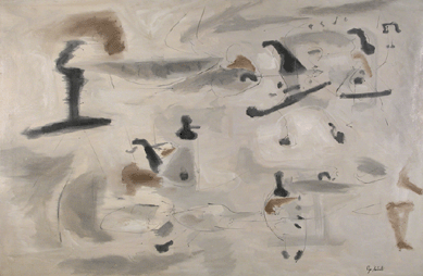 Ezio Martinelli, "Smokey Shapes,†1950s, oil; WAAM, gift of Hans van de Bovenkamp and Barney Millens.