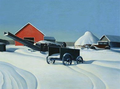 Nichols could well have had "After the Blizzard,†1945, in mind when he said, that "an artist paints best what he has been exposed to during his youth&‮My memory of my home state may be my only creations that I sign with full confidence.†This confidently painted, astutely composed and appealing snowscape reflects the artist's photographic memory and superb painting skills. It reflects art historian Henry Adams's comment that Nichols "believed that the unifying power of light was what filled his paintings with harmony and spiritual truth.†Collection of Mike Rambour.