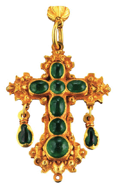 The Atocha Cross, an emerald-set gold crucifix used as a rosary, Seventeenth Century.
