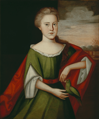 Unidentified artist, about 1720, "Dorothy Quincy†(1708/9‱762), portrait, oil on canvas. Massachusetts Historical Society.