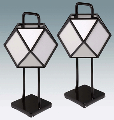 Pair of lanterns made of lacquered wood and paper, 1920s‱930s, artist unknown.  