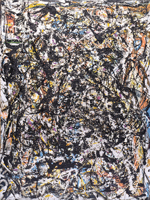 Jackson Pollock, "Sea Change, 1947, oil and pebbles on canvas, 57 7/8 by 44 1/8  inches. ©2007 Pollock-Krasner Foundation/Artists Rights Society, New York.