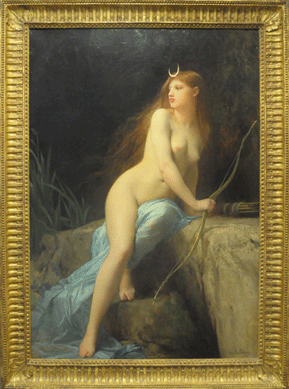 The oil on canvas depicting Diana, the goddess of hunt, by Jules Joseph Lefebvre was estimated at $20/40,000 and sold to a phone bidder for $97,750.