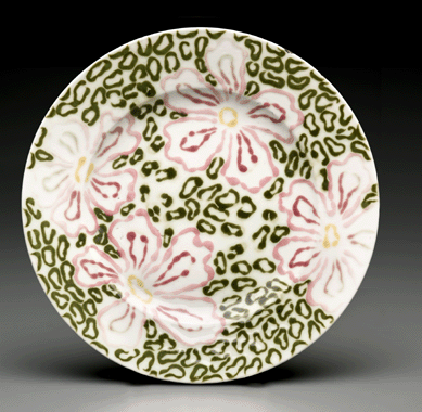 Hungarian painter József Rippl-Rónai (1861‱927) designed this porcelain with enamel plate for the renowned Zsolnay Factory (1853⁰resent) Manufactured circa 1906, this plate measures 1¼ by 83/8 inches. Similar designs were shown at the Esposizione Internazionale del Sempione, Milan, 1906.
