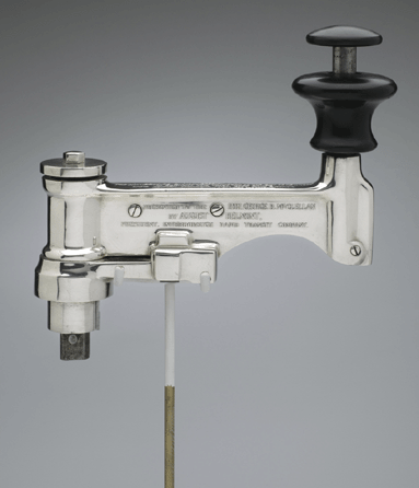 Tiffany & Co., controller handle, 1904, silver, steel, ebony. Embodying the pride and exhilaration surrounding the completion of New York City's first subway system, this controller handle was used by Mayor George B. McClellan Jr (1865‱940) to operate the first subway train on its maiden voyage on October 27, 1904. New-York Historical Society, gift of George B. McClellan, 1922.