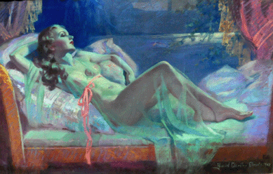 A Howard Chandler Christy pastel of a nude bathed in subdued light did well at $14,400.