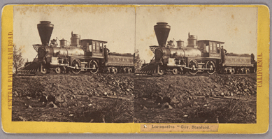 Alfred A. Hart, "Locomotive 'Gov. Stanford,'†circa 1865. Huntington Library, Art Collections and Botanical Gardens. 