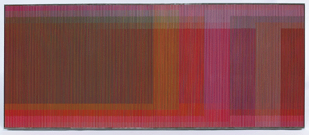 Carlos Cruz-Diez (Venezuela, b 1923), "Physichromie no. 511,†extruded PVC, casein (plaka) and acrylic inserts mounted on plywood with an aluminum strip frame, 40 by 95½ inches, signed, titled and dated 1970 on the reverse sold for a record price of $519,000.
