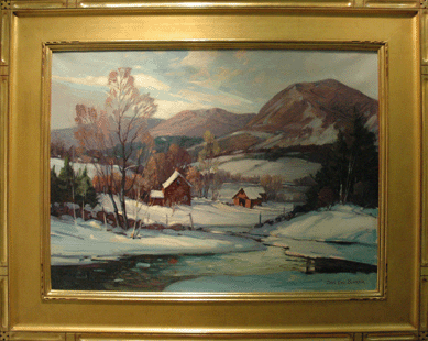 David and Donna Kmetz, Douglas, Mass., showed this excellent winter landscape by Cape Ann artist James King Bonnar (1883‱961) titled "Winter in Vermont.†It came with an exhibition label that included the names of jurors Emile Gruppe, Forrest Orr and Frederick Wallace.