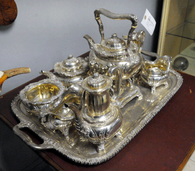 The Tiffany chrysanthemum pattern tea service sold at $49,200.